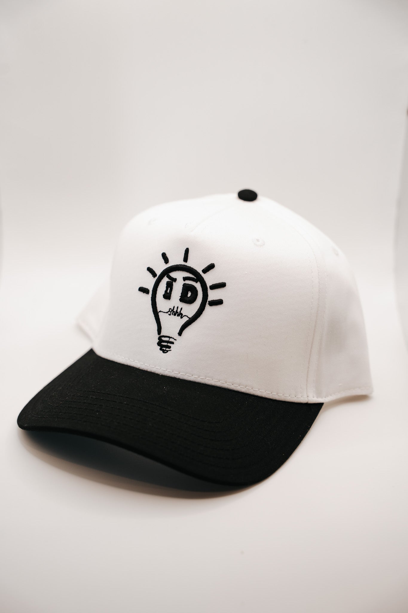 Baseball Cap - White & Black w/ Black Logo