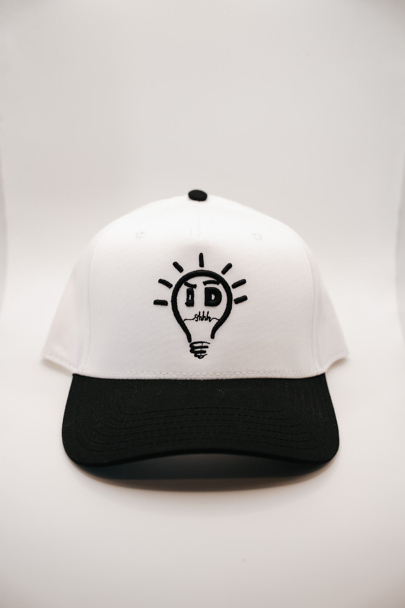 Baseball Cap - White & Black w/ Black Logo