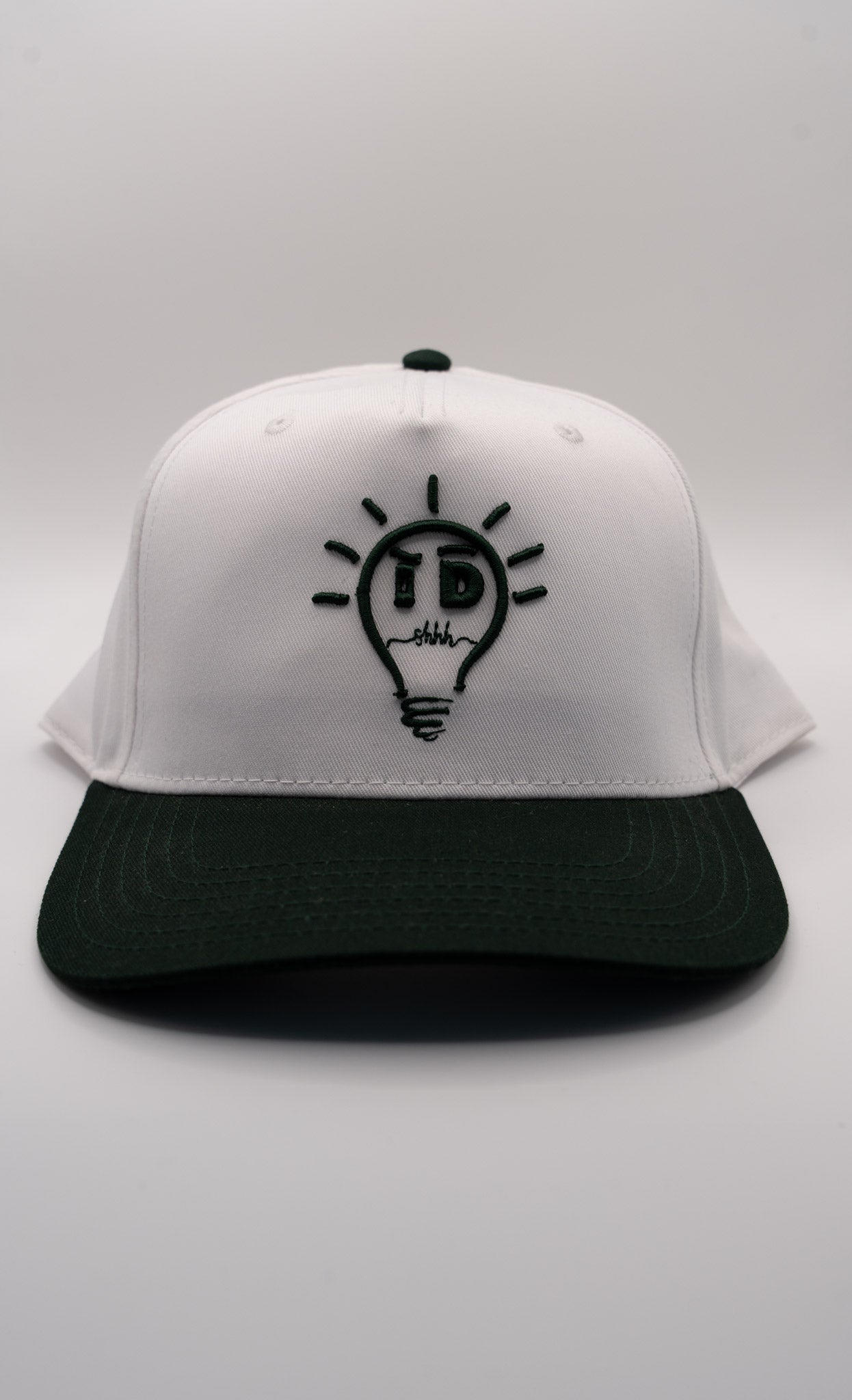 Baseball Cap - White & Dark Green w/ Dark Green Logo