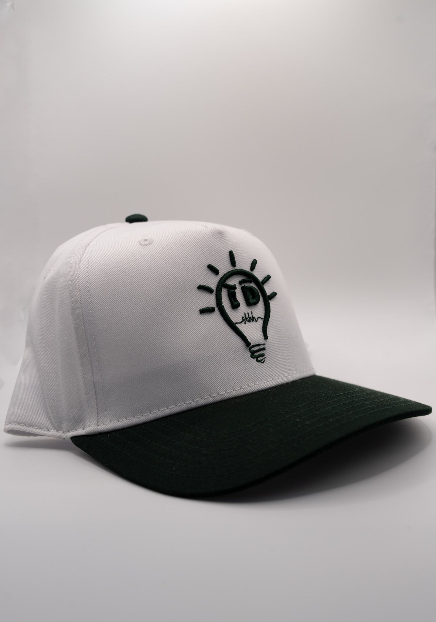 Baseball Cap - White & Dark Green w/ Dark Green Logo