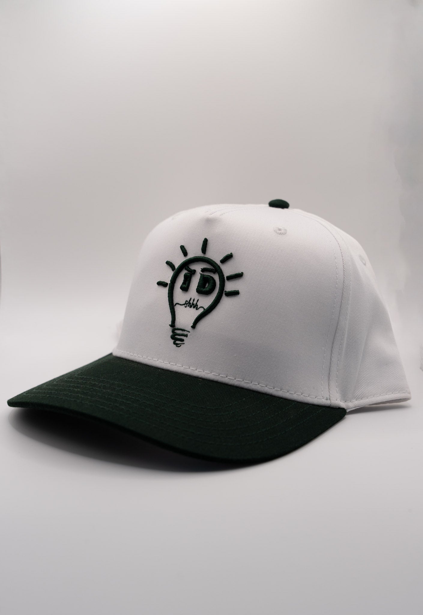 Baseball Cap - White & Dark Green w/ Dark Green Logo