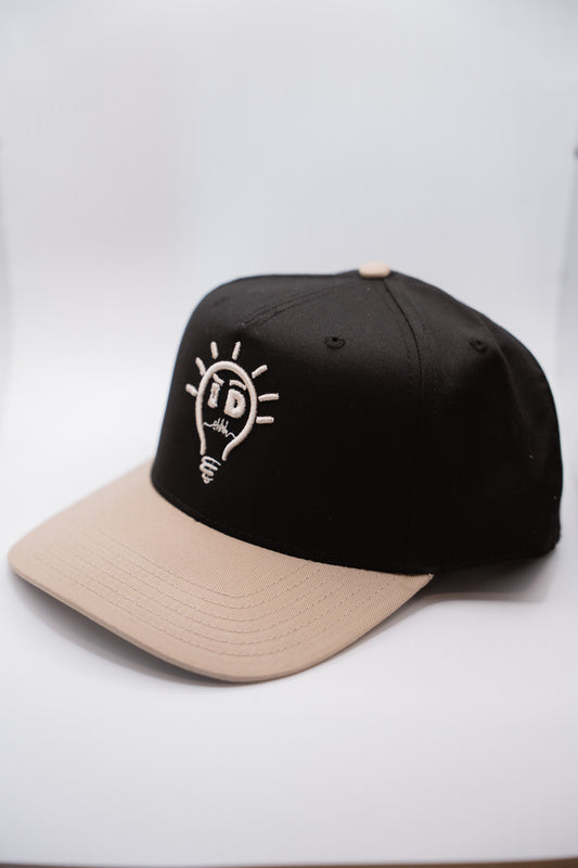 Baseball Cap - Black & Khaki w/ Khaki Logo