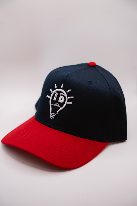Baseball Cap - Navy Blue & Red w/ White Logo