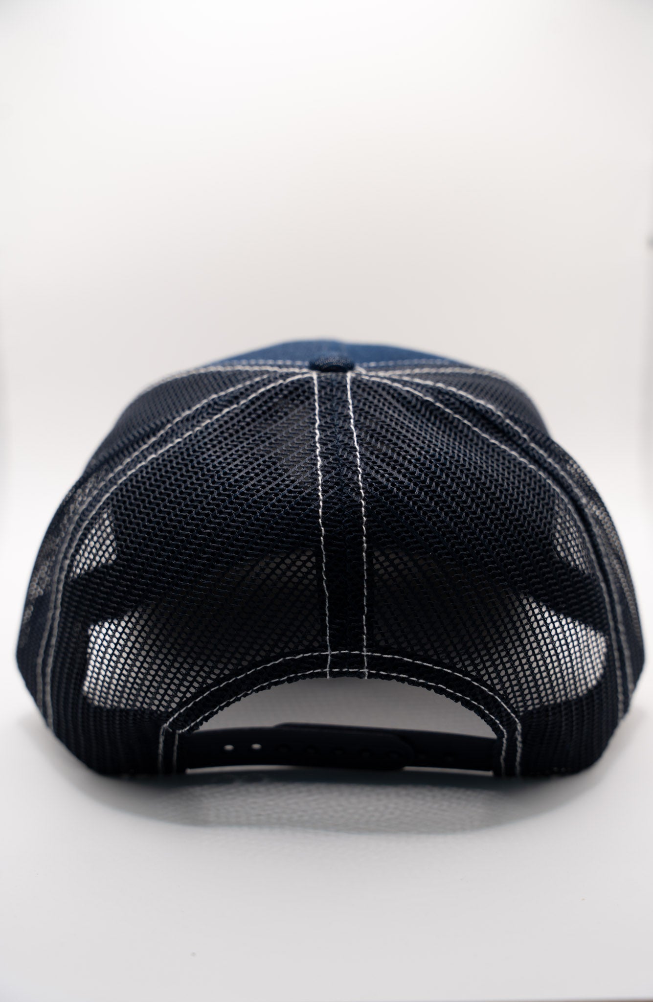 Trucker - Navy Blue Denim w/ White logo & brim strip