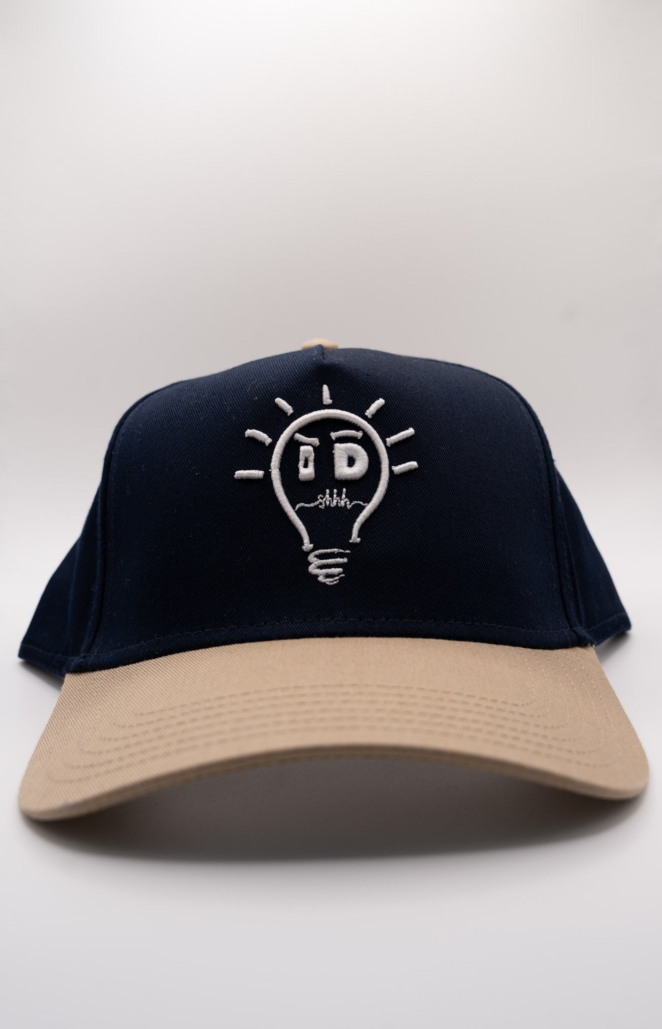 Baseball Cap - Navy Blue  & Khaki w/ White logo