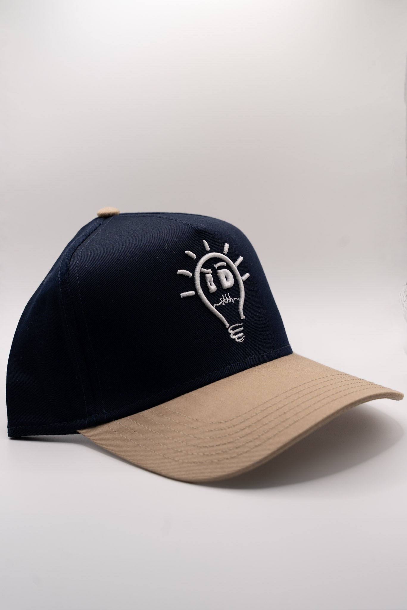 Baseball Cap - Navy Blue  & Khaki w/ White logo