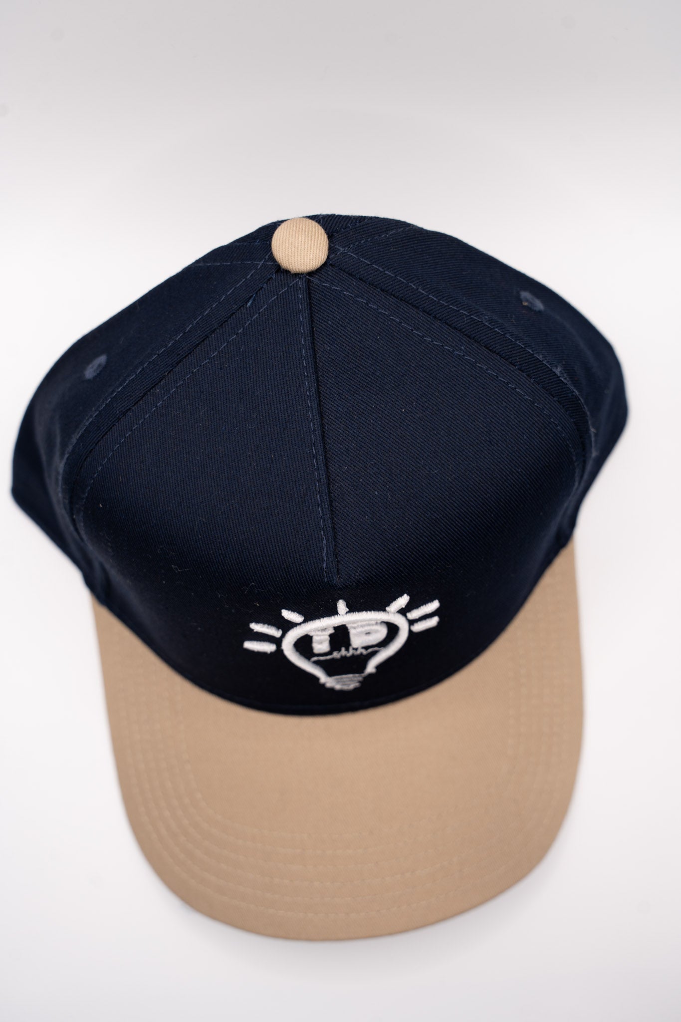 Baseball Cap - Navy Blue  & Khaki w/ White logo