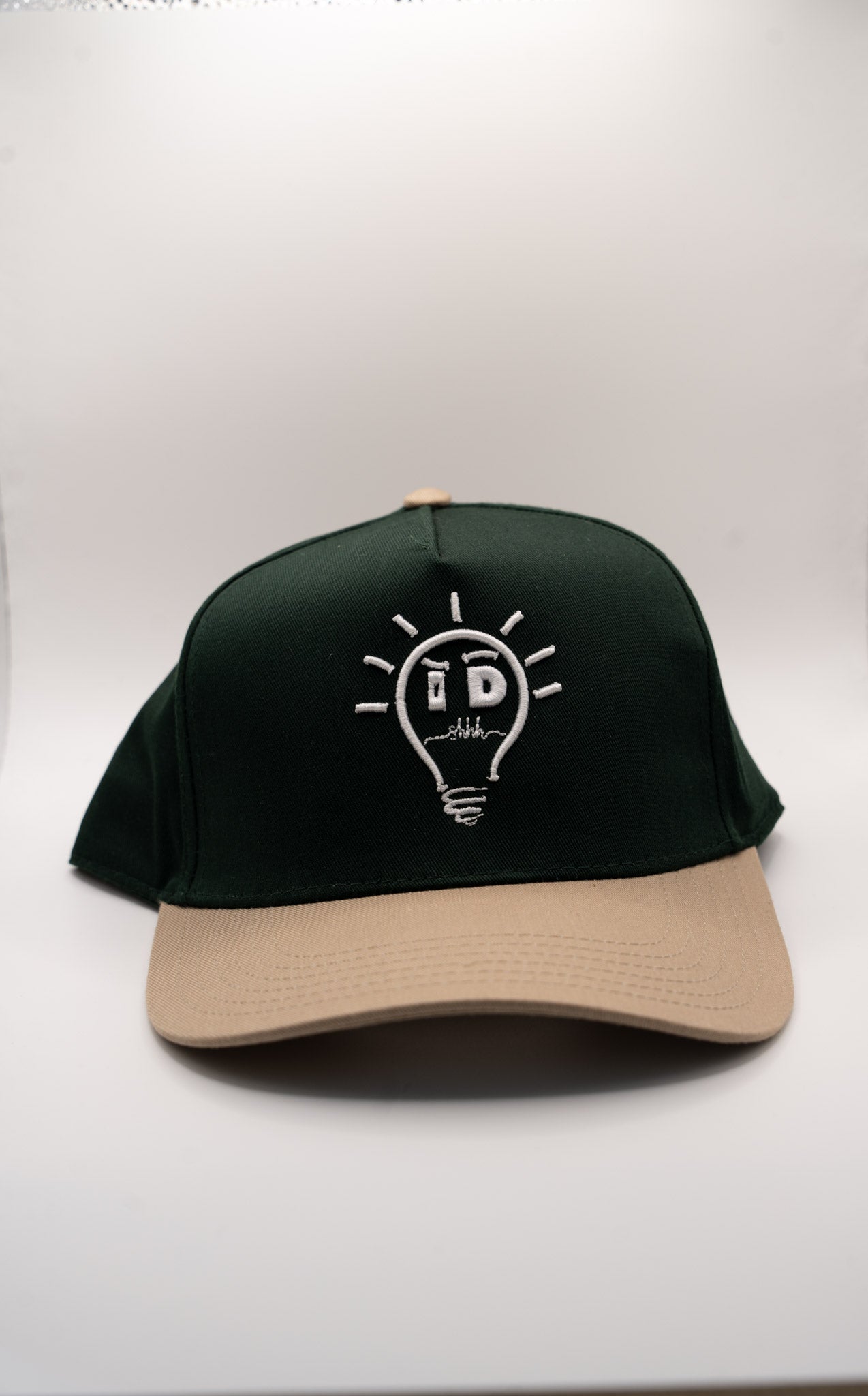 Baseball Cap - Dark Green & Khaki w/ White logo