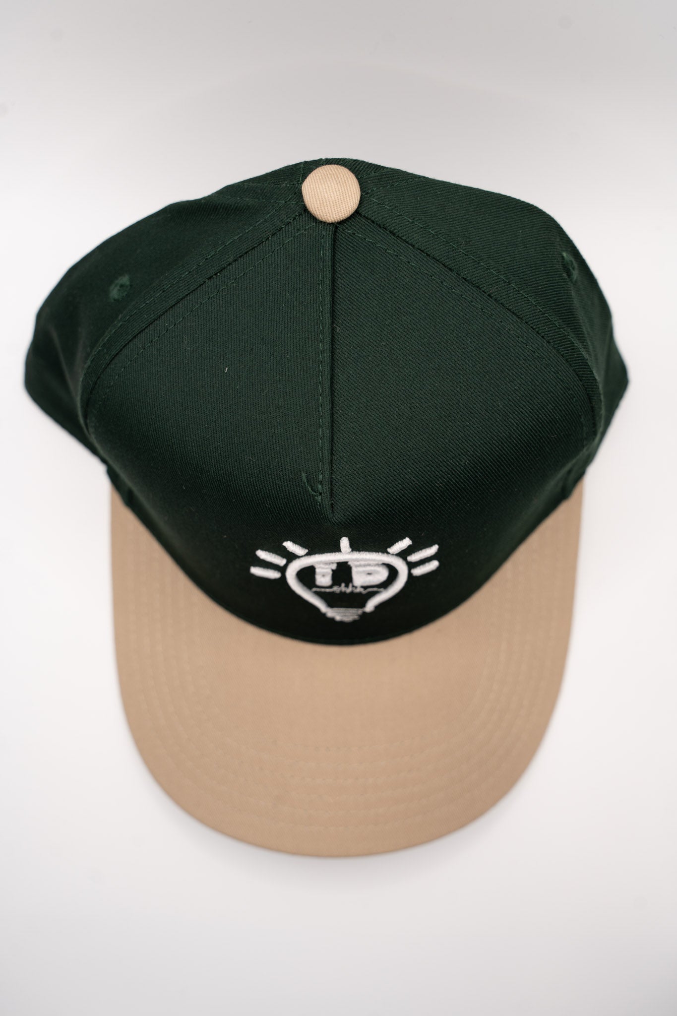 Baseball Cap - Dark Green & Khaki w/ White logo