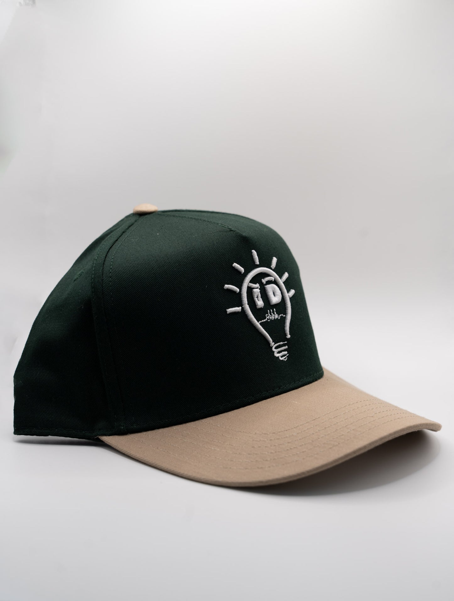 Baseball Cap - Dark Green & Khaki w/ White logo