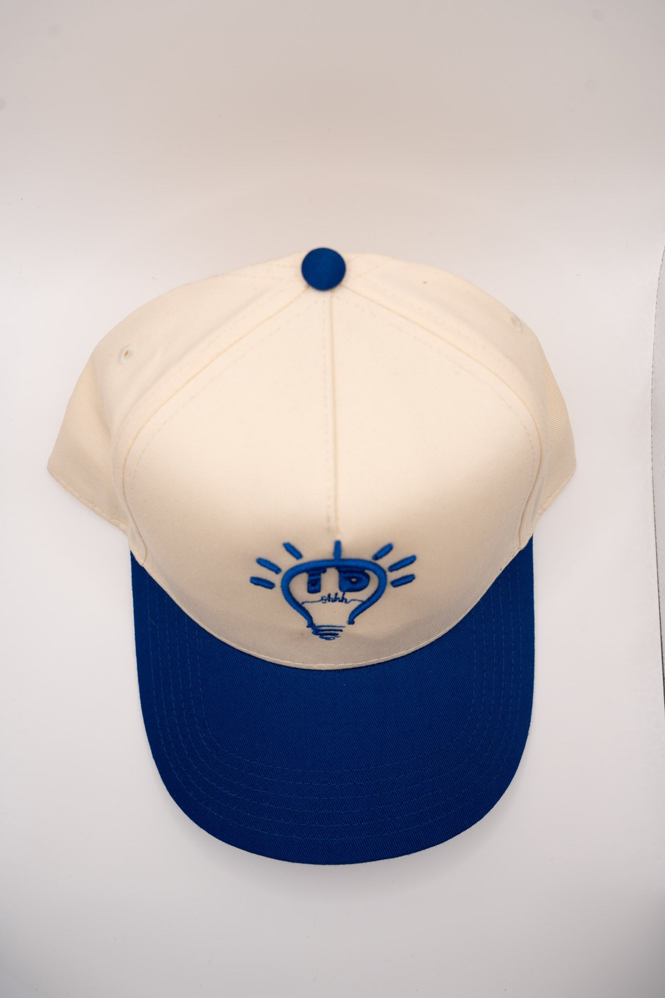 Baseball Cap - Off White & Royal Blue w/ Royal Blue logo