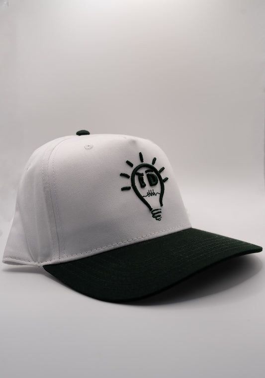 Baseball Cap - White & Dark Green w/ Dark Green logo