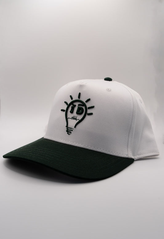 Baseball Cap - White & Dark Green w/ Dark Green Logo