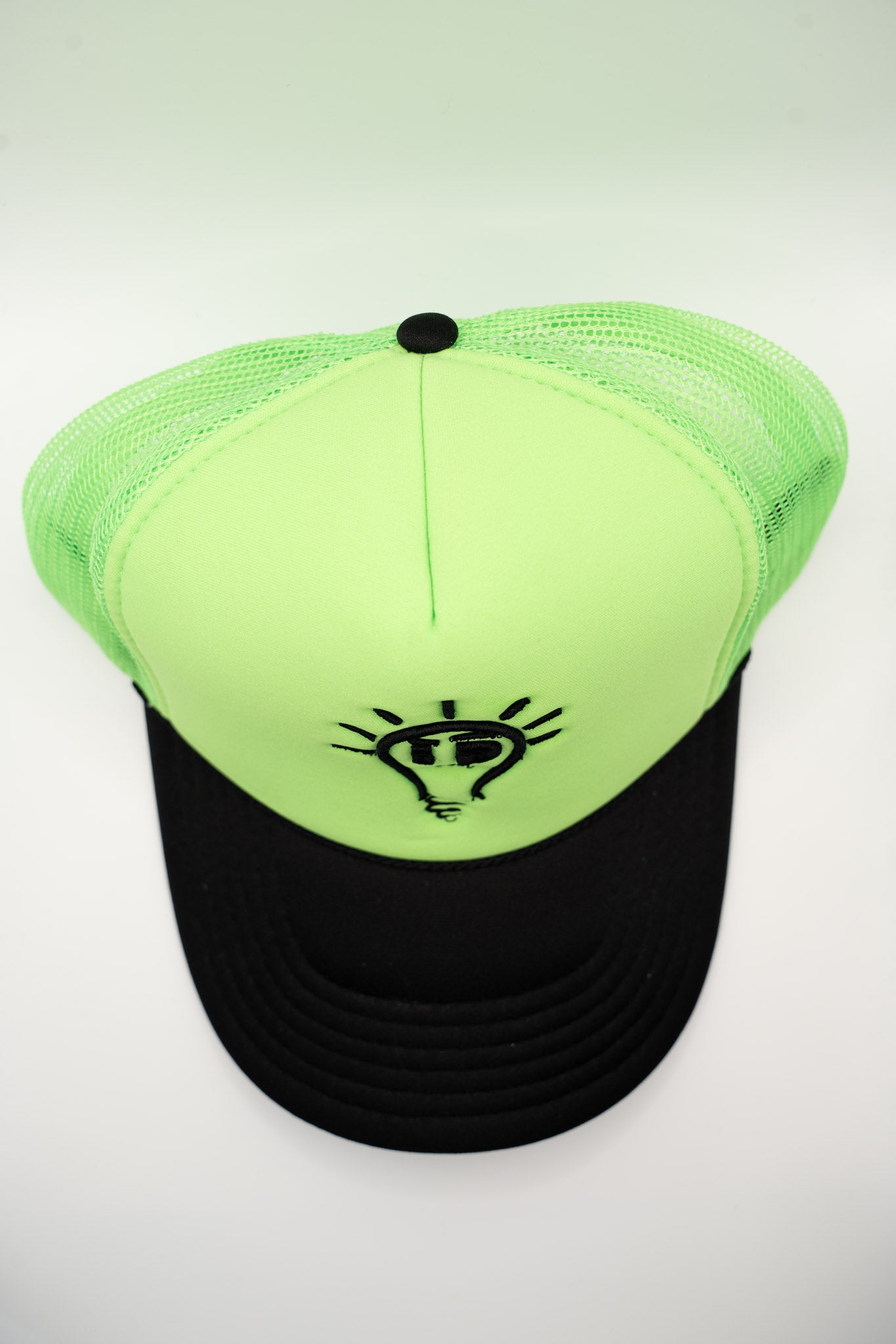 Foam Trucker Hat | Neon Green & Black (brim) w/ Black logo