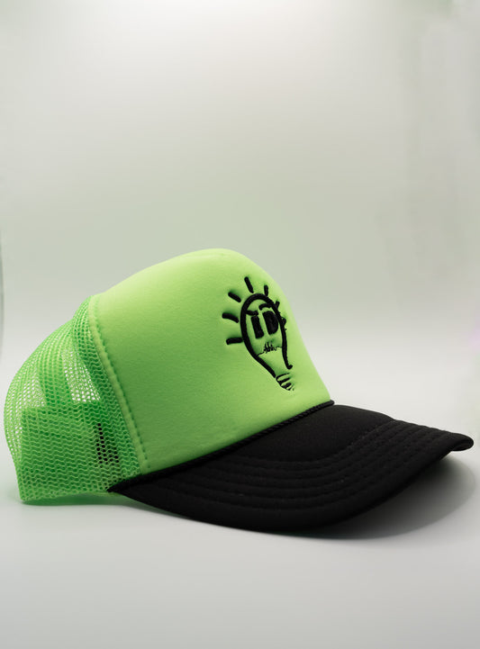 Foam Trucker Hat | Neon Green & Black (brim) w/ Black logo