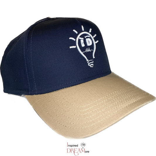 Baseball Cap - Navy Blue  & Khaki w/ White logo
