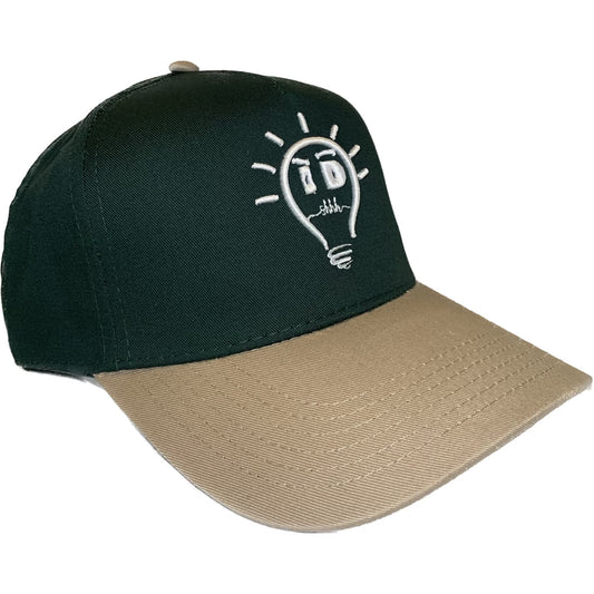 Baseball Cap - Dark Green & Khaki w/ White logo